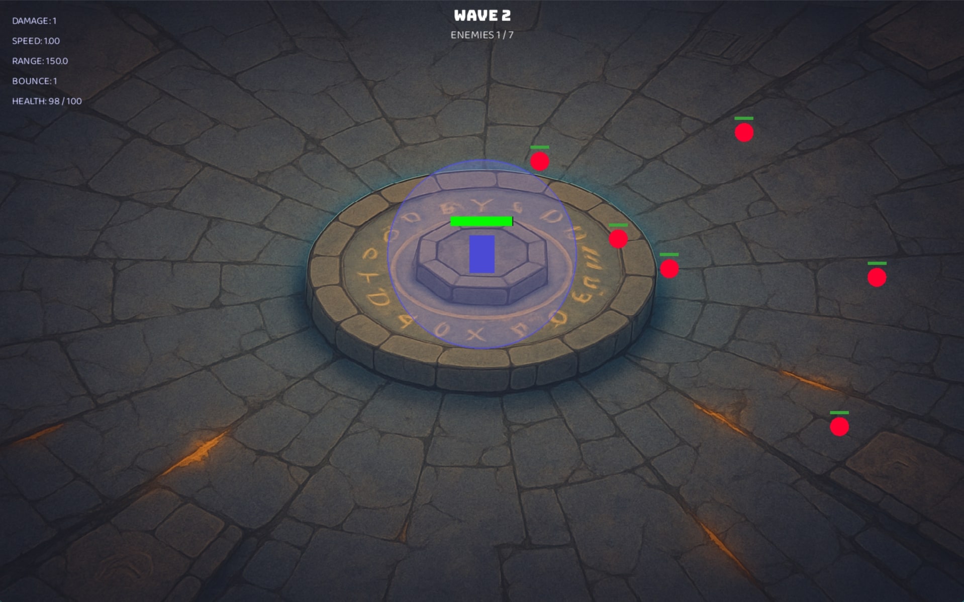 Screenshot van de Tower Defense game