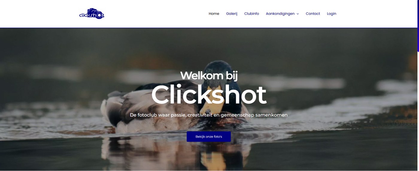 Screenshot van de Clickshot vzw website